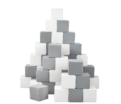 Pěnové kostky-sada 45 velkých pěnových kostek Pyramida grey white