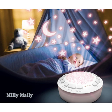 Plyšový usínáček medvídek s projektorem Milly Mally Bear pink, Růžová