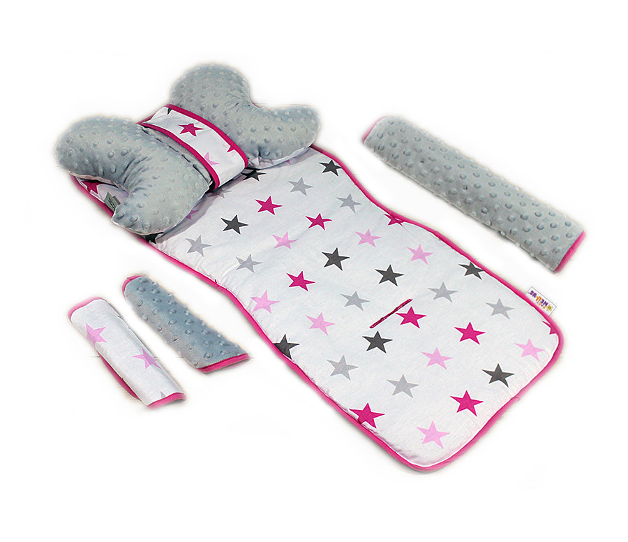 Komplet do kočárku - podložka, polštářek, potah na popruhy a barieru č. 5