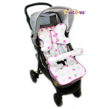 Komplet do kočárku - podložka, polštářek, potah na popruhy a barieru č. 5