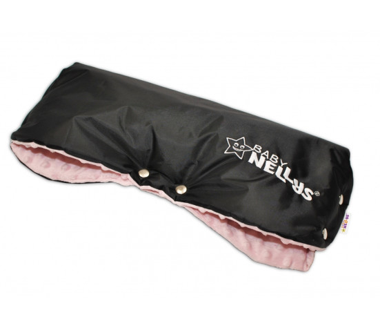 Rukávník ke kočárku Baby Nellys ® minky - sv. růžová/černý