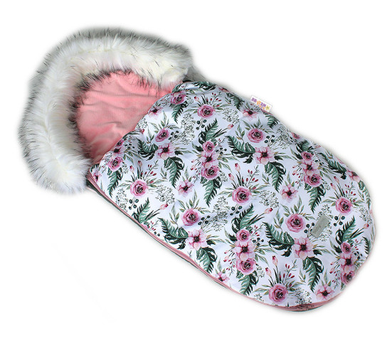 Baby Nellys Fusák, spacáček 105x55 Velvet Winter Lux - Flowers