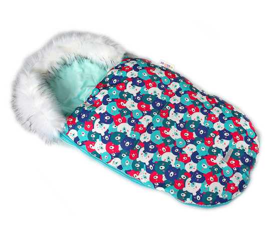 Baby Nellys Fusák, spacáček 105x55 Velvet Winter Lux - Barevní medvědi