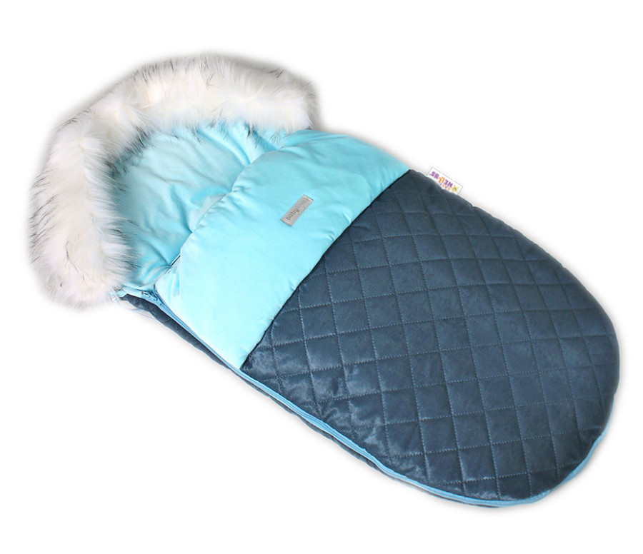 Baby Nellys Fusak, spacáček 105x55 Velvet exkluziv prošívaný - modrý