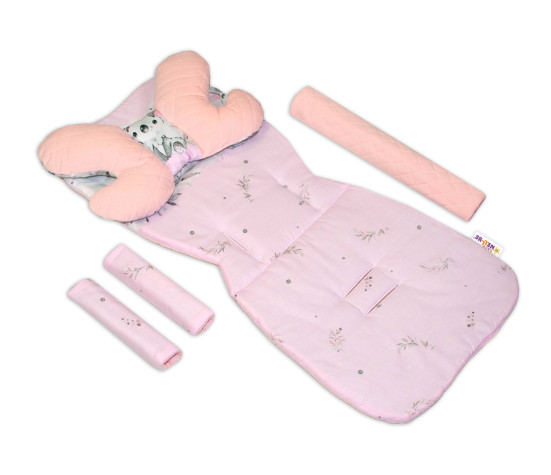 Oboustranný 5-ti dílný komplet do kočárku Velvet, Baby Nellys - Medvídek Koala, růžová