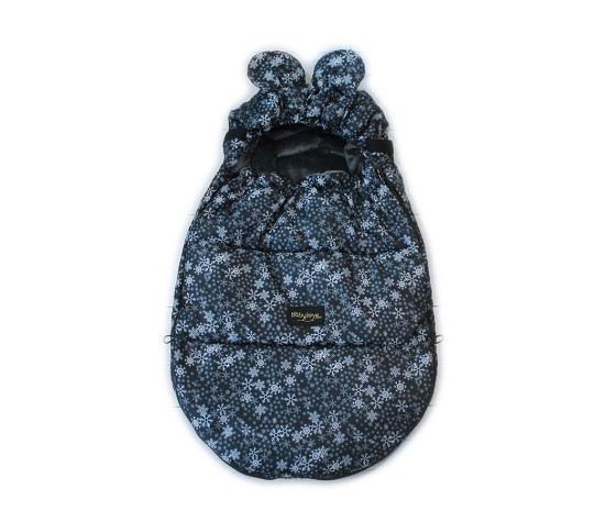 Baby Nellys nepromokavý fusak s oušky MIKI, fleece Velvet 90 x 50 cm - černá s hvězdami