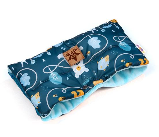 Rukávník ke kočárku, nepromokavý, PREMIUM Forest Animals, zeleno/modrý