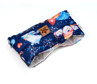 Rukávník ke kočárku, nepromokavý, PREMIUM Winter friends, granátový