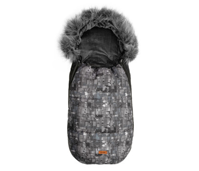 Prošívaný fusák s kožešinou 100x45cm, SENSILLO OLAF DOTS - grafit