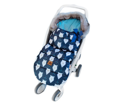 Dětský fusak maxi PREMIUM Winter bear, + rukávník ,granátový, 110x50cm, Baby Nellys