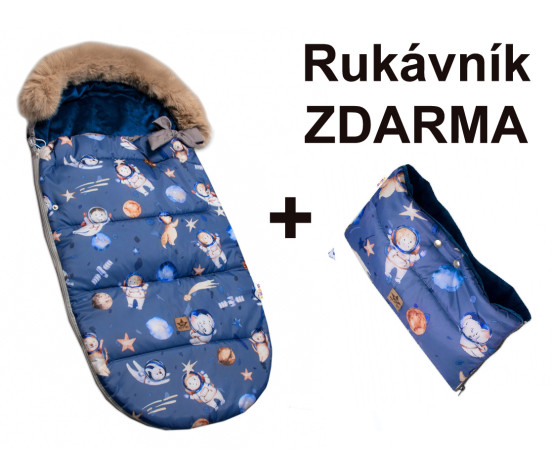 Dětský fusak maxi PREMIUM Kosmos, šedo/modrý, 110x50cm + rukávník zdarma, Baby Nellys