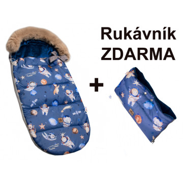 Dětský fusak maxi PREMIUM Kosmos, šedo/modrý, 110x50cm + rukávník zdarma, Baby Nellys