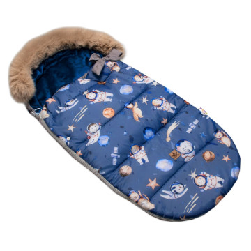 Dětský fusak maxi PREMIUM Kosmos, šedo/modrý, 110x50cm + rukávník zdarma, Baby Nellys