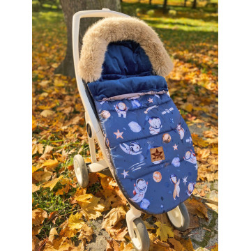 Dětský fusak maxi PREMIUM Kosmos, šedo/modrý, 110x50cm + rukávník zdarma, Baby Nellys