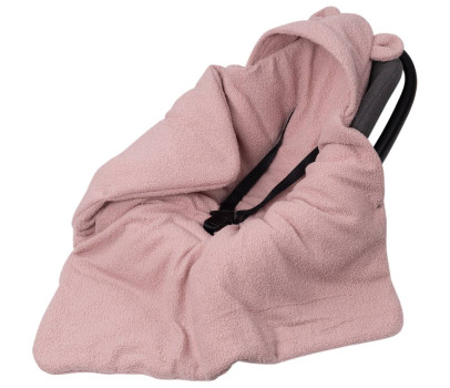 Oteplený fusák, deka s kapucí do autosedačky Beránek, Baby Nellys - pudrová, růžová