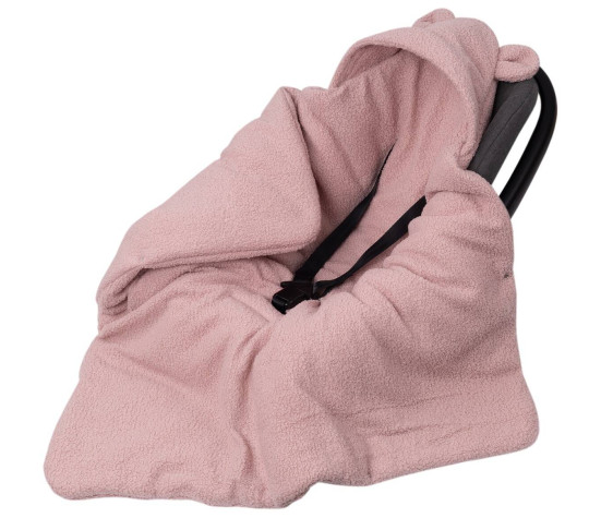 Oteplený fusák, deka s kapucí do autosedačky Beránek, Baby Nellys - pudrová, růžová