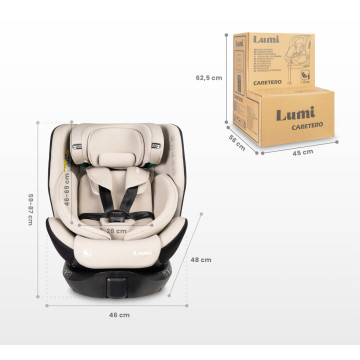 Autosedačka Lumi i-Size 40–150 cm, Isofix, 360°, růstová, od 0m+ do 12 let - sv. šedá