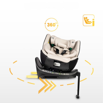 Autosedačka Lumi i-Size 40–150 cm, Isofix, 360°, růstová, od 0m+ do 12 let - béžová