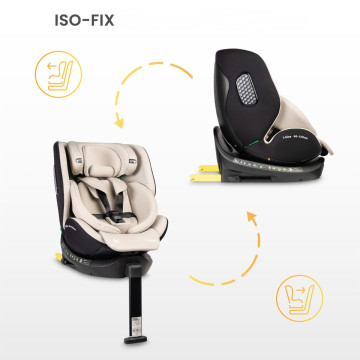 Autosedačka Lumi i-Size 40–150 cm, Isofix, 360°, růstová, od 0m+ do 12 let - béžová