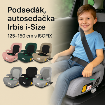 Podsedák, autosedačka Irbis i-Size 125–150 cm s ISOFIX – béžová