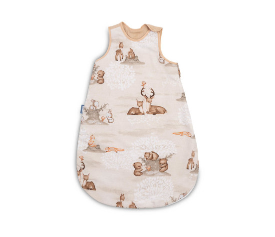 Spací vak, mušelín, bavlna, vel. M, 50x80cm - Zábava v lese, béžový