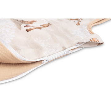 Spací vak, mušelín, bavlna, vel. M, 50x80cm - Zábava v lese, béžový