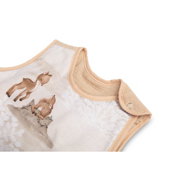 Spací vak, mušelín, bavlna, vel. M, 50x80cm - Zábava v lese, béžový