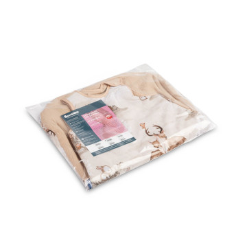 Spací vak, mušelín, bavlna, vel. M, 50x80cm - Zábava v lese, béžový