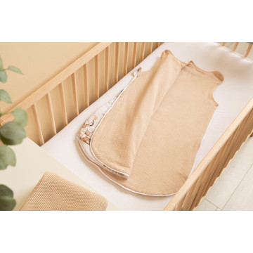 Spací vak, mušelín, bavlna, vel. M, 50x80cm - Zábava v lese, béžový