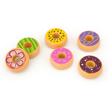 Dětská dřevěná hračka Viga sada 6 dřevěných donutů, Multicolor