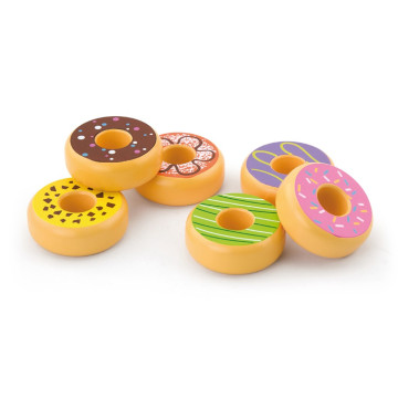 Dětská dřevěná hračka Viga sada 6 dřevěných donutů, Multicolor