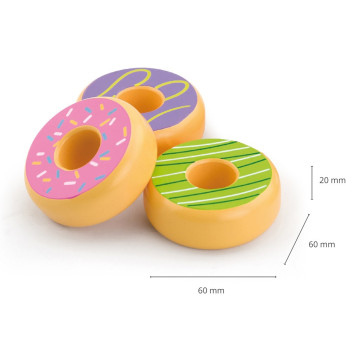 Dětská dřevěná hračka Viga sada 6 dřevěných donutů, Multicolor