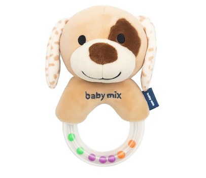 Dětské plyšové chrastítko Baby Mix pejsek hnědý