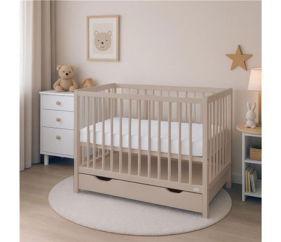 Dětská postýlka se šuplíkem New Baby BASIC kašmírová