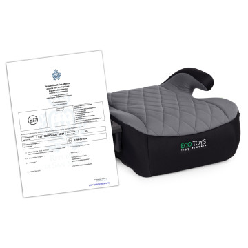 Dětský podsedák do auta ISOFIX i-Size s držákem na nápoje, pro výšku 125–150 cm, šedý