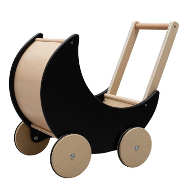Dřevěný kočárek, chodítko pro děti 2v1 Montessori Baby Mix černý