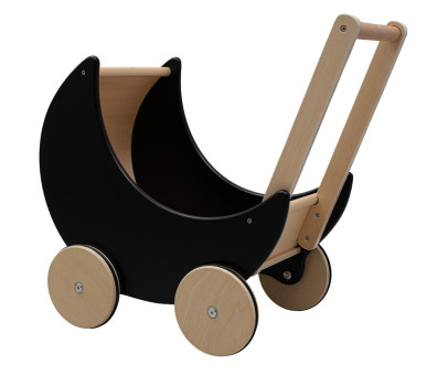 Dřevěný kočárek, chodítko pro děti 2v1 Montessori Baby Mix černý