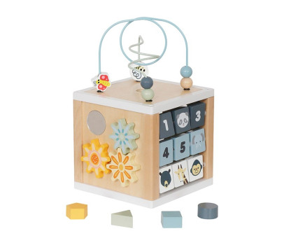 Dřevěná multifunknčí kostka Safari Montessori Baby Mix