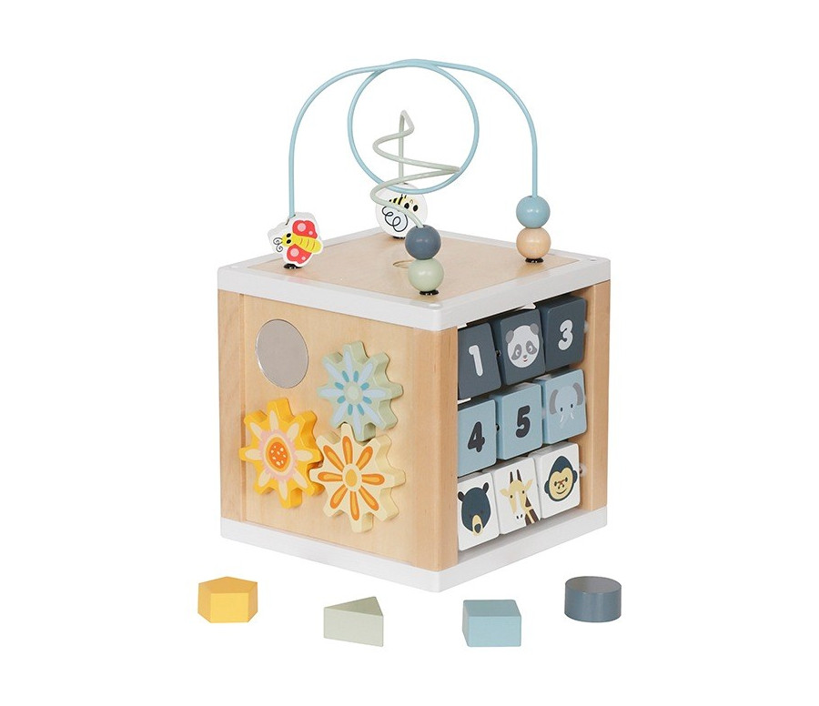 Dřevěná multifunknčí kostka Safari Montessori Baby Mix
