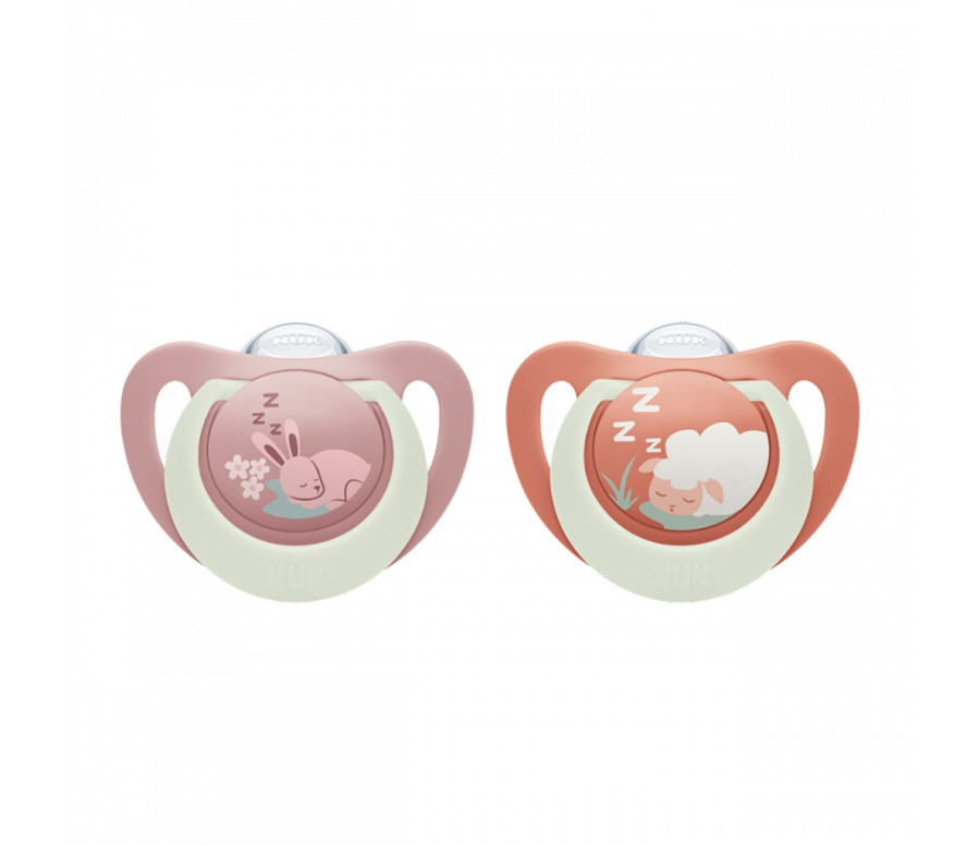 Dudlík NUK First Choice Night 0-6m 2 ks Bunny/Sheep, Růžová 0-6 m Dudlík NUK First Choice Night 0-6m 2 ks Bunny/Sheep, Růžová 0-6 m