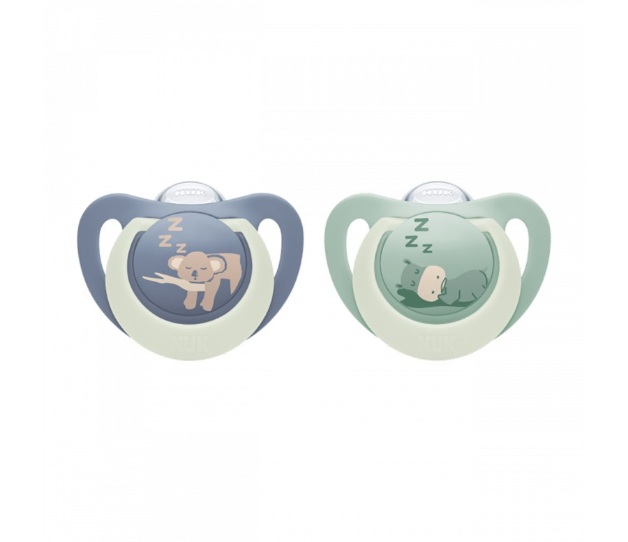 Dudlík NUK First Choice Night 6-18m 2 ks Hippo/Koala, Zelená 6-18 m