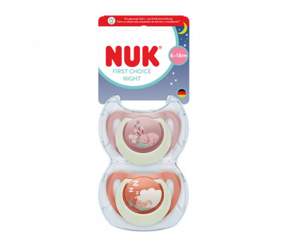 Dudlík NUK First Choice Night 6-18m 2 ks Bunny/Sheep