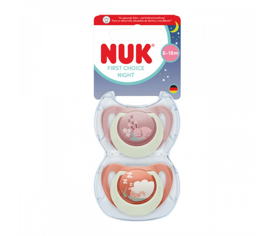 Dudlík NUK First Choice Night 6-18m 2 ks Bunny/Sheep