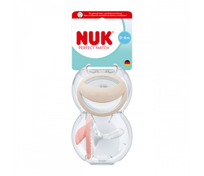 Dudlík NUK Perfect Match 0-6m 2 ks beige/red