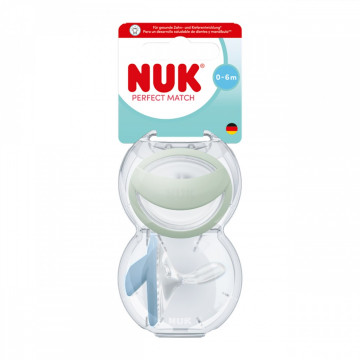 Dudlík NUK Perfect Match 0-6m 2 ks green/blue, Zelená 0-6 m