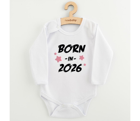 Dětské body s potiskem New Baby BORN IN 2026 pink