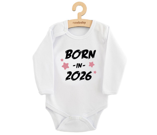 Dětské body s potiskem New Baby BORN IN 2026 pink