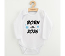 Dětské body s potiskem New Baby BORN IN 2026 blue