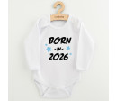 Dětské body s potiskem New Baby BORN IN 2026 blue