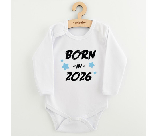 Dětské body s potiskem New Baby BORN IN 2026 blue